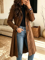 Retro Western Art Casual Stylish Long Sleeve Suede Long Coat