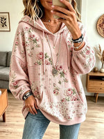 Retro Floral Pattern Art Print Casual Long Sleeve Sweatshirt