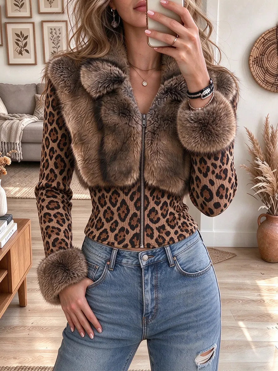 Women's Women's Leopard Print Cropped Jacket