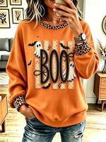 Vintage Halloween Ghost Pattern Art Casual Stylish Long Sleeve Sweatshirt