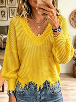 Vintage Elegant Irregular Rough Edges Sweater