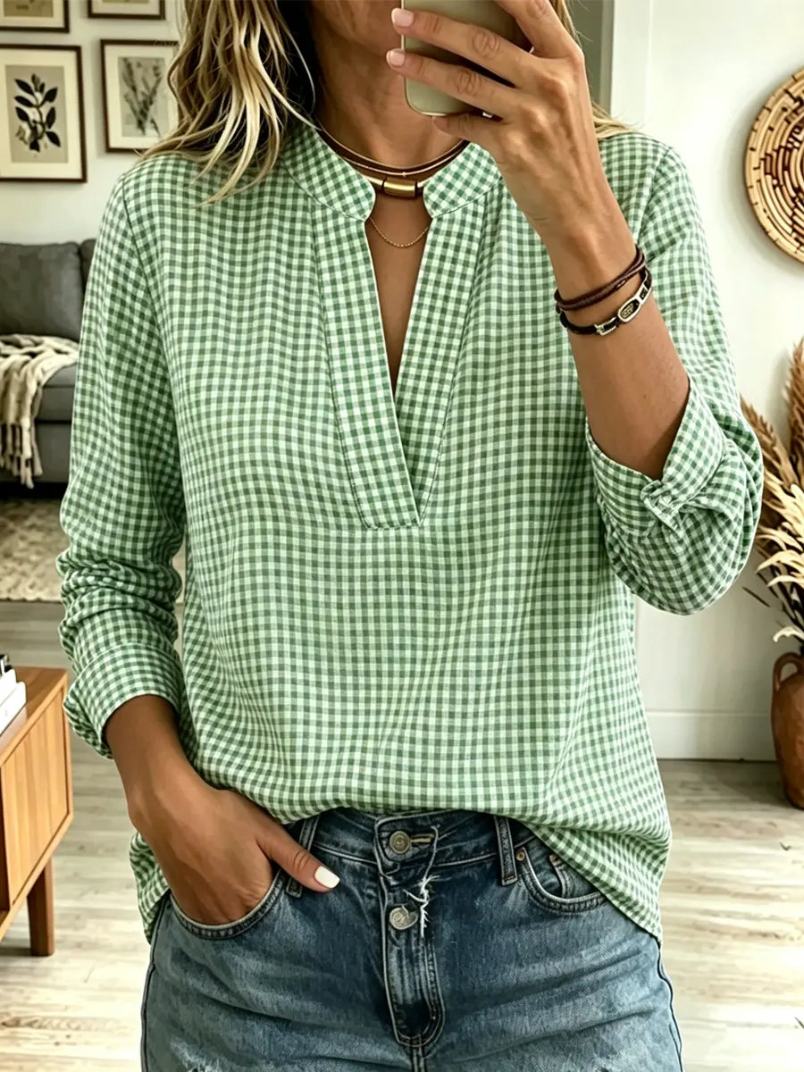Classic Plaid Pattern Art Casual Long Sleeve Cotton Shirt