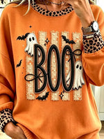 Vintage Halloween Ghost Pattern Art Casual Stylish Long Sleeve Sweatshirt