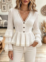 Vintage Elegant Patchwork Lace Shirt
