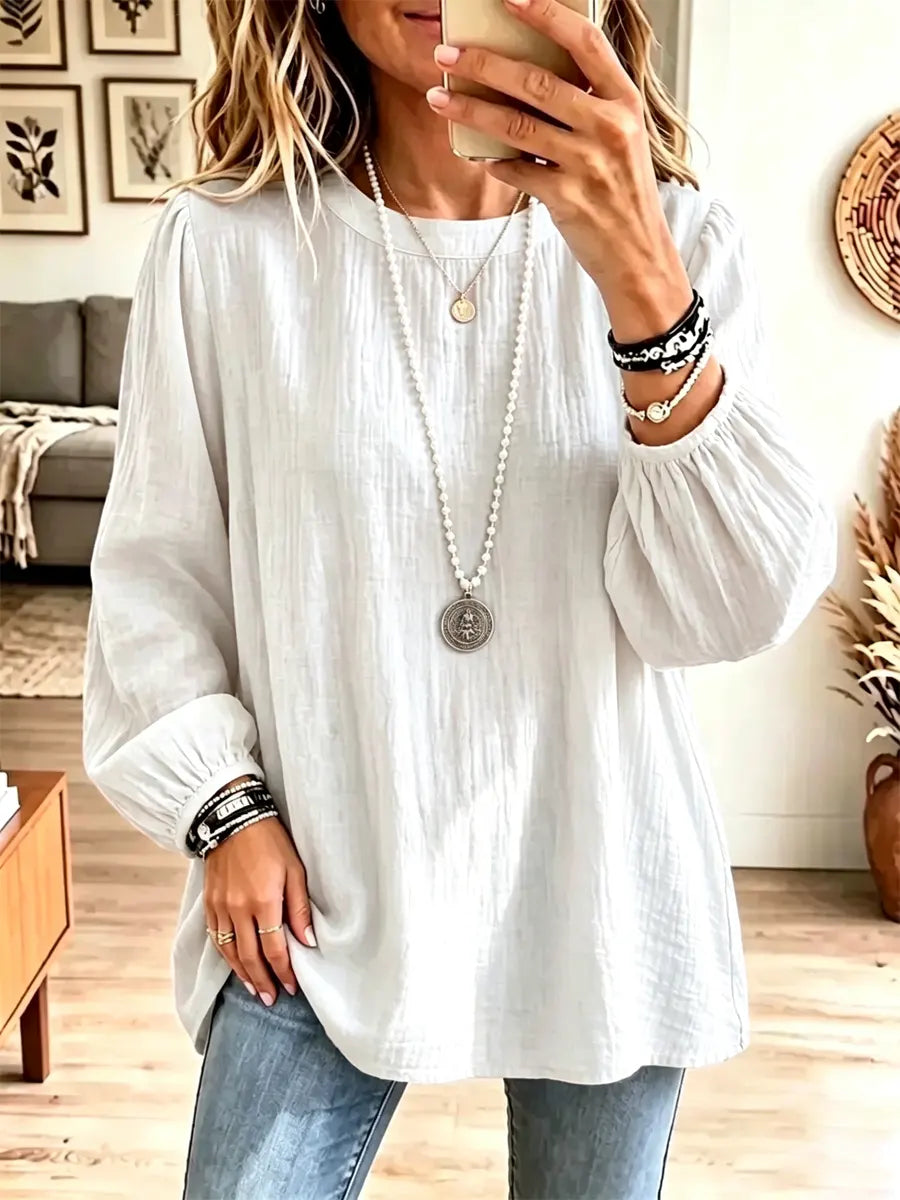 Retro Solid Color Art Casual Stylish Long Sleeve Cotton Linen Shirt