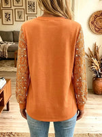 Women's Glitter Bow Pumpkin Print Long-Sleeve Sweatshirt