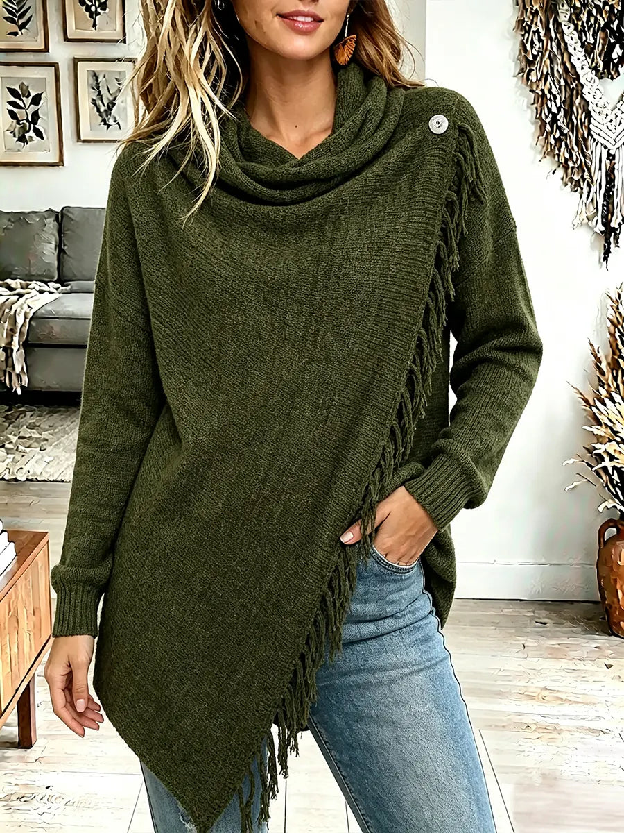 Vintage Elegant Fringed Knit Sweater