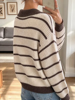Vintage Elegant Stripe Art Casual Stylish Long Sleeve Sweater