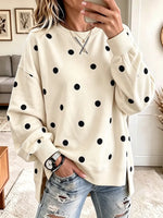Women's Polka Dot Print Color-block Loose Sweatshirt